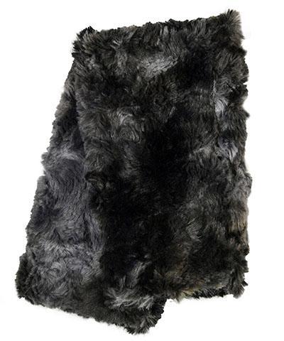 Men's Fingerless / Texting Gloves, Reversible - Luxury Faux Fur in Highland Skye - Handmade by Pandemonium Millinery Seattle WA USA