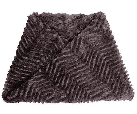 Men's Neck Warmer | Chevron Gray Faux Fur | Handmade in the USA by Pandemonium Seattle
