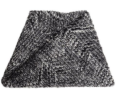 Men's Neck Warmer | Cozy Cable Black and White Faux Fur | Handmade in the USA by Pandemonium Seattle