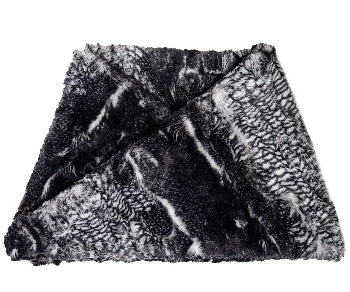 Men's Neck Warmer | Black Mamba Black White  Faux Fur | Handmade in the USA by Pandemonium Seattle