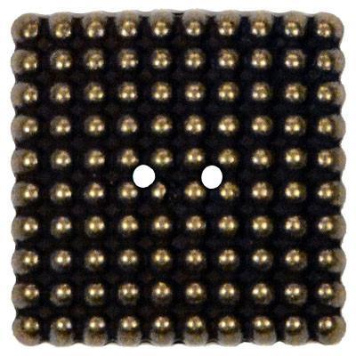 Metal Bronze Button | Square Shaped with Circle Embossing | Pandemonium Millinery | Seattle WA
