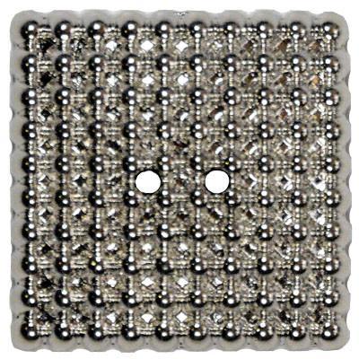 Metal Silver Button | Square Shaped with Circle Embossing | Pandemonium Millinery | Seattle WA