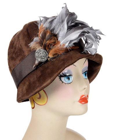  Steampunk Clockwork Embossed Silver 1 3/16"  Button  | Shown on Grace 1920s Style Cloche | Pandemonium Millinery | Seattle WA