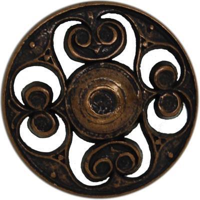 Metal Filigree Buttons | Bronze, Cut off Dome Shape Button | Pandemonium Millinery | Seattle WA