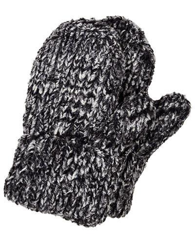 Women’s Product shot of Mittens. Gauntlets, Mitts | Cozy Cable, Ivory and black Faux Fur | Handmade by Pandemonium Millinery Seattle, WA USA