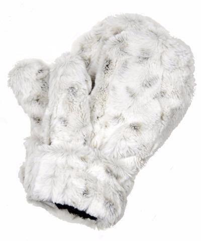 Women’s Product shot of Mittens. Gauntlets, Mitts | Winter Frost ivory faux fur | Handmade by Pandemonium Millinery Seattle, WA USA