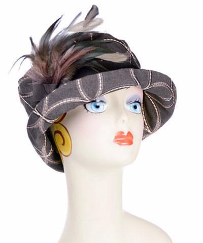 Molly Hat in Karma in Java with Natural and Mauve Feather Brooch | By Pandemonium Millinery in Seattle WA USA