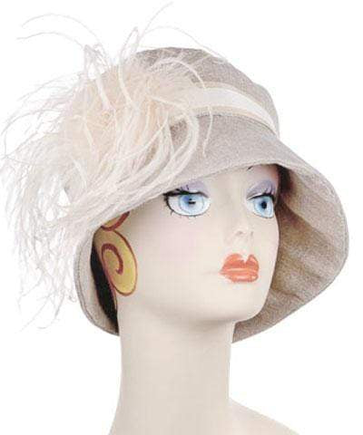 Molly Hat Style - Linen in Natural (One Cream Ostrich Feather Left!)