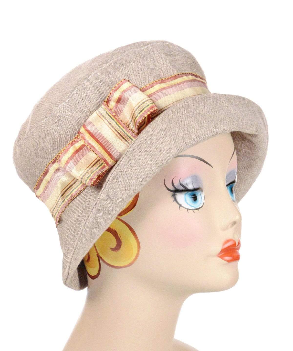 Molly Hat Style - Linen in Natural (Cream Ostrich Feather - Sold Out)