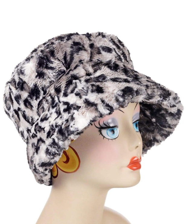 Molly Hat Style - Luxury Faux Fur Savannah Cat in Gray Handmade by Pandemonium Seattle