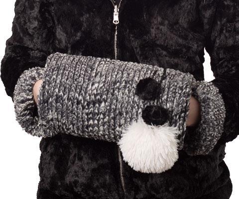 Muff, Reversible less pockets - Cozy Cable in Ash Faux Fur