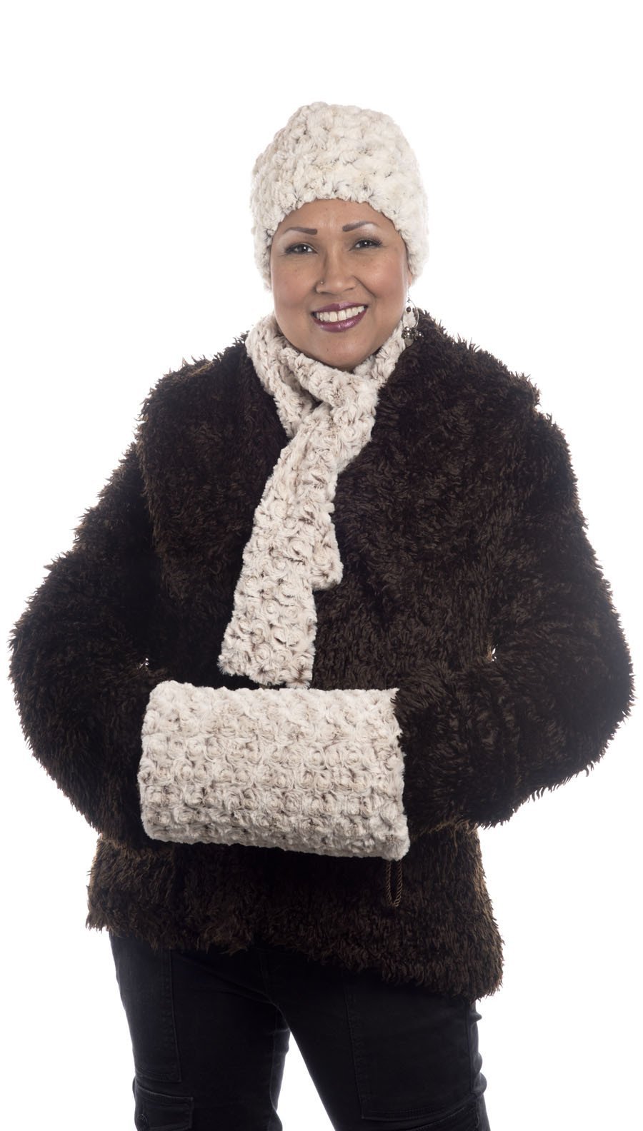 Muff, Reversible less pockets - Rosebud Faux Fur