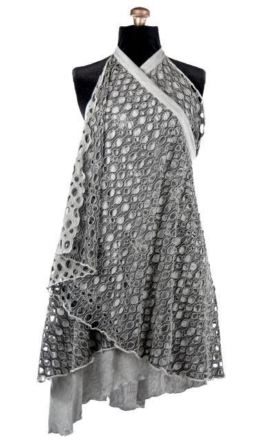 Multi-Wrap as a halter top | Lunar Landing with Silvery Moon Jersey Knit | Handmade by Pandemonium Millinery | Seattle WA USA