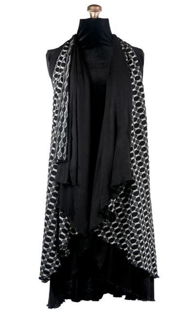 Multi-Wrap Skirt Styled like a Water Fall Cover up | Solar Eclipse with Jersey Knit Abyss Black | Handmade by Pandemonium Millinery | Seattle WA USA