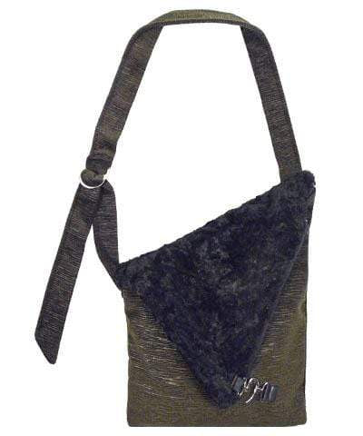 Naples Messenger Bag - Cohen in Olive Upholstery with Cuddly Faux Fur in Black (One Left!)