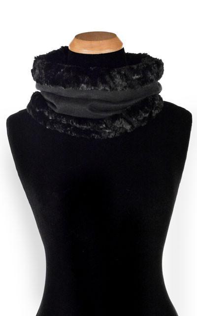 Neck Cowl - Faux Soft Suede Black with Assorted Faux Fur Soft Faux Suede Black / asst. Scarves Pandemonium Millinery