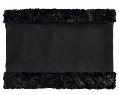 Neck Cowl - Faux Soft Suede Black with Assorted Faux Fur Soft Faux Suede Black / asst. Scarves Pandemonium Millinery