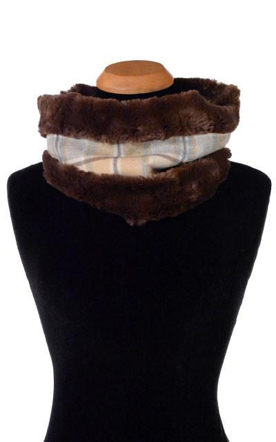 Neck Cowl - Wool Plaid in Daybreak with Cuddly Faux Fur (Sold Out!)