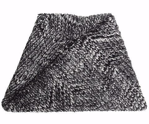 Women's Neck Warmer | Cozy Cable Black and White Faux Fur | By Pandemonium Seattle | Handmade in Seattle, WA