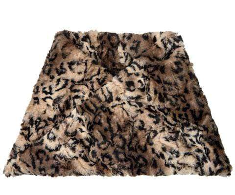 Woman wearing a Neck Warmer | Carpathian Lynx Animal Print Faux Fur | Handmade in the USA by Pandemonium Seattle