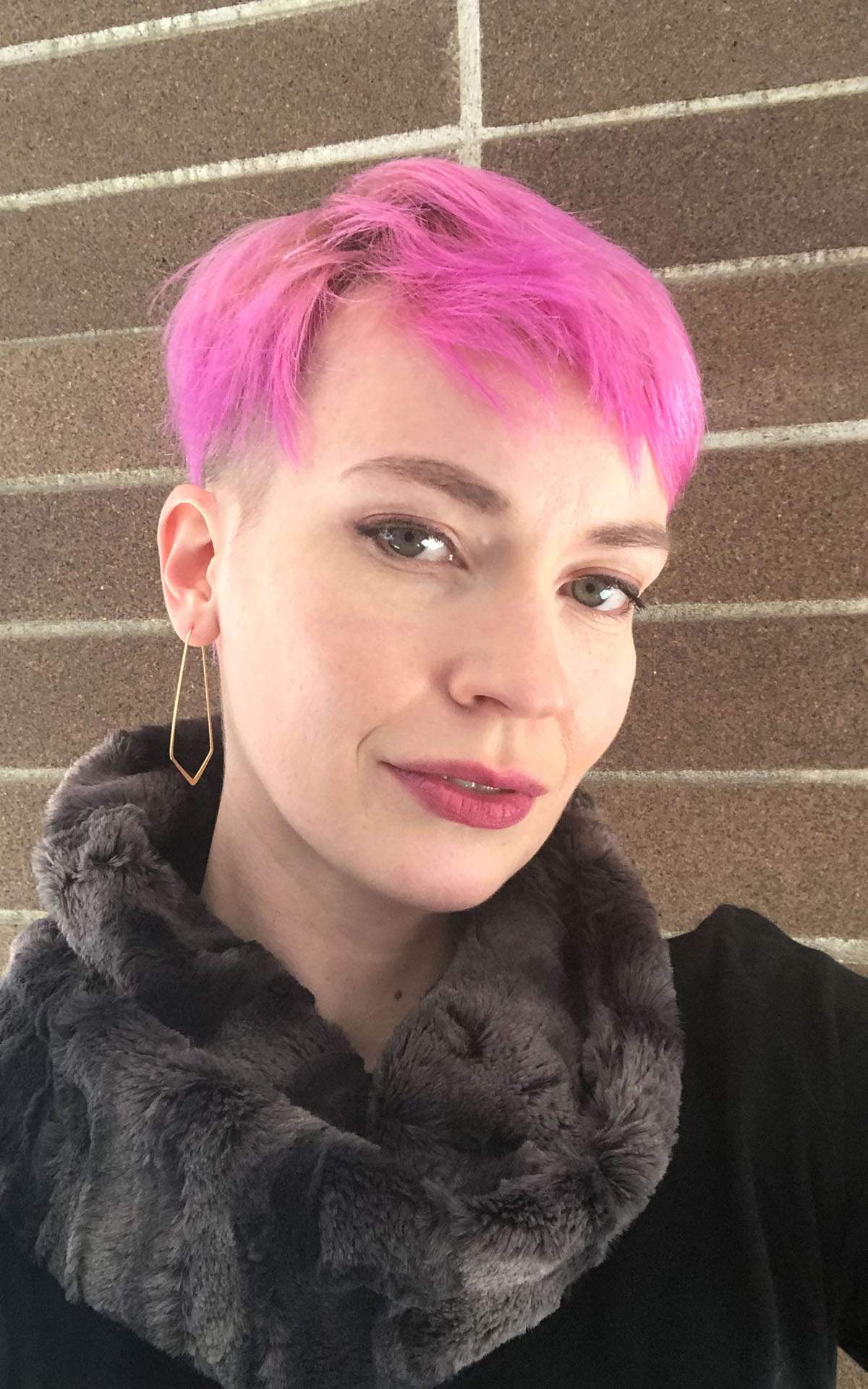 Model is wearing Neck Warmer | Espresso Bean Faux Fur | Handmade in the USA by Pandemonium Seattle
