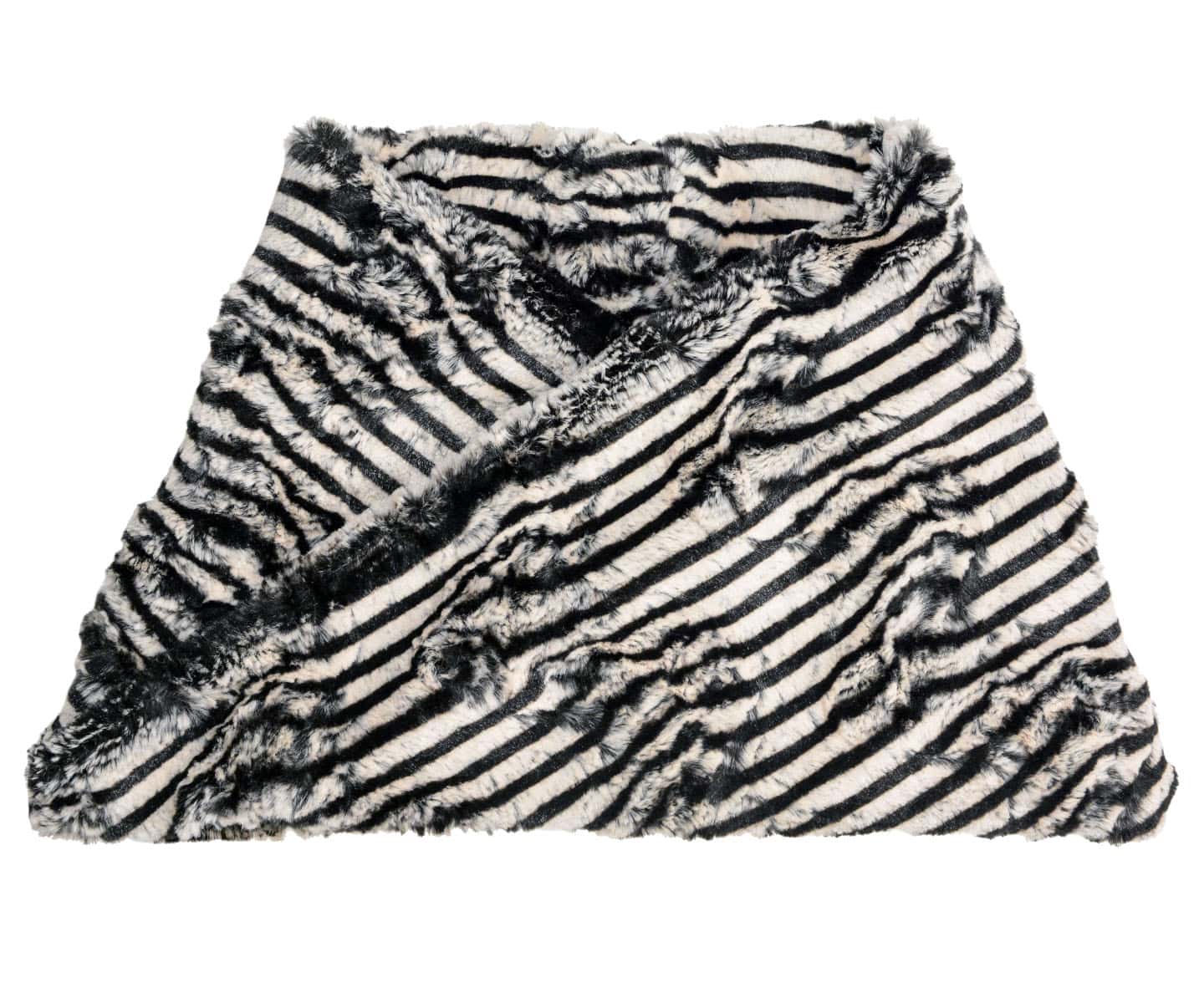 Neck Warmer | Tipsy Zebra, Black and White Stripes  Faux Fur | Handmade in the USA by Pandemonium Seattle