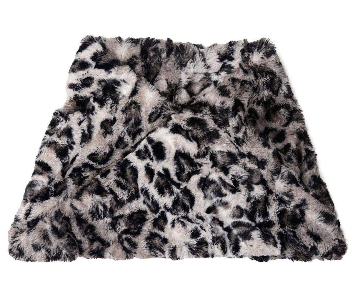 Neck Warmer | Savannah Cat animal print, Black and Gray Faux Fur | Handmade in the USA by Pandemonium Seattle