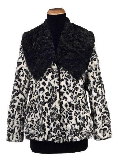 Norma Jean Coat, Reversible - Luxury Faux Fur in White Jaguar with Cuddly Fur in Black (One Small Left!)