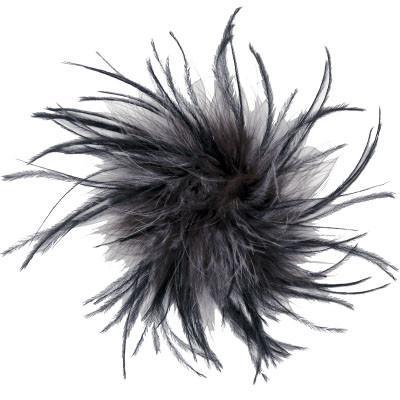 Ostrich Feather Brooch in Black Gray and Mauve | Handmade in Seattle WA | Pandemonium Millinery