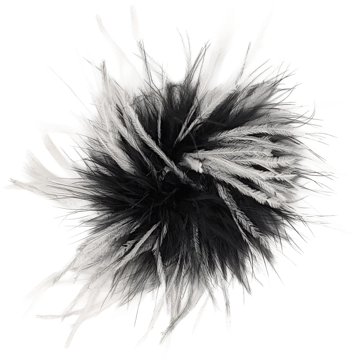 Ostrich Feather Brooch in Black and White | Handmade in Seattle WA | Pandemonium Millinery