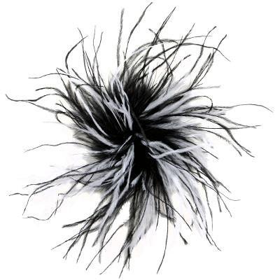 Ostrich Feather Brooch in Black and White | Handmade in Seattle WA | Pandemonium Millinery