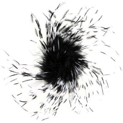 Ostrich Feather Brooch in Black and White Tie Dye | Handmade in Seattle WA | Pandemonium Millinery