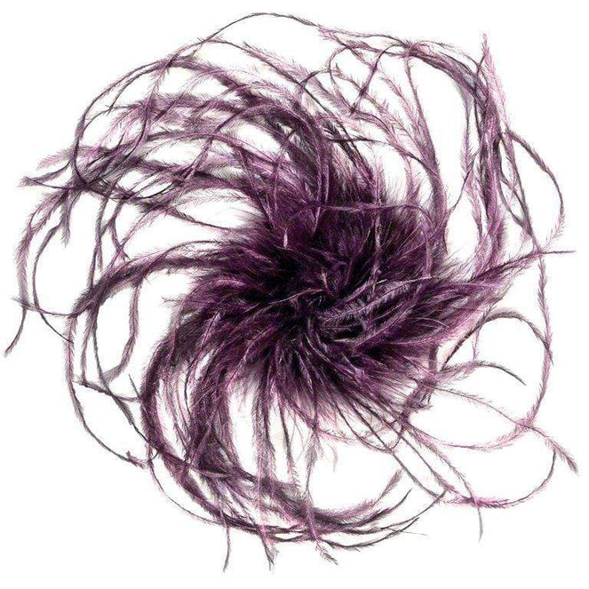 Ostrich Feather Brooch in Claret | Handmade in Seattle WA | Pandemonium Millinery