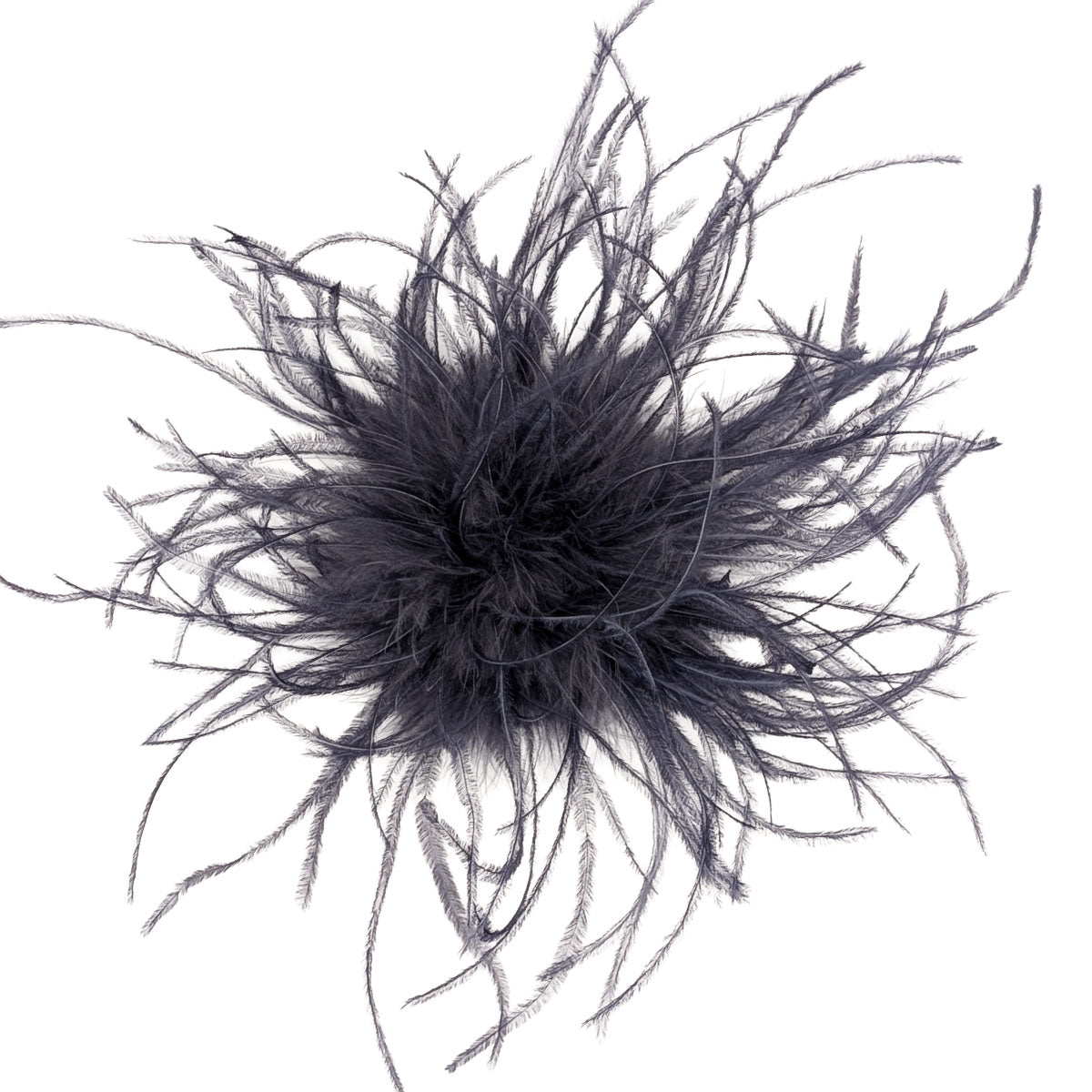 Ostrich Feather Brooch in Gray | Handmade in Seattle WA | Pandemonium Millinery
