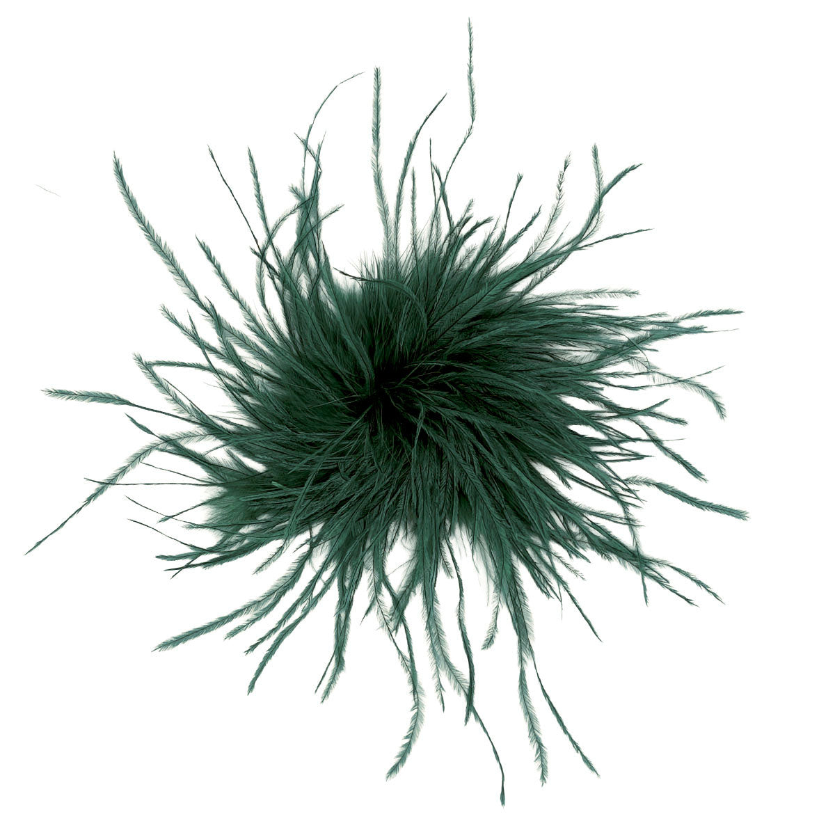 Ostrich Feather Brooch in Green | Handmade in Seattle WA | Pandemonium Millinery