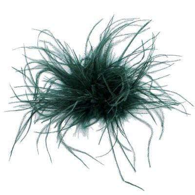 Ostrich Feather Brooch in Green | Handmade in Seattle WA | Pandemonium Millinery