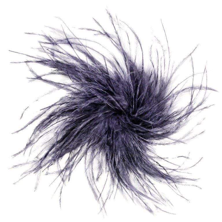 Ostrich Feather Brooch in Steam | Handmade in Seattle WA | Pandemonium Millinery