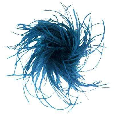Ostrich Feather Brooch in Turquoise | Handmade in Seattle WA | Pandemonium Millinery