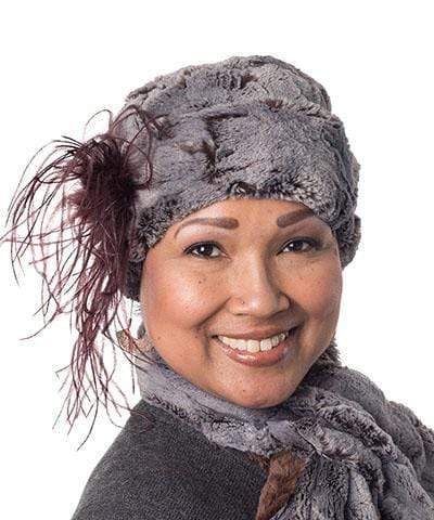 Ostrich Feather Brooch in Chocolate on Pillbox Hat | Handmade in Seattle WA | Pandemonium Millinery