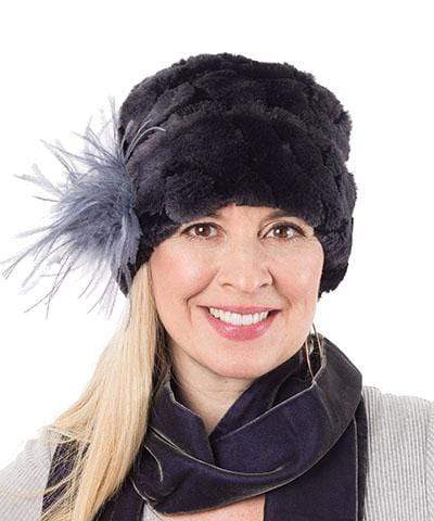 Ostrich Feather Brooch in Light Blue Gray on Pillbox Hat | Handmade in Seattle WA | Pandemonium Millinery