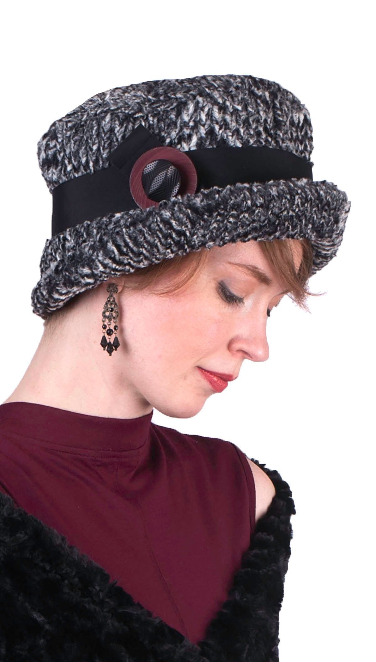  Oversized Red Button Shown on a Molly  Faux Fur Bucket hat| 2 1/8" Polyamide Button Red | Pandemonium Millinery | Seattle WA