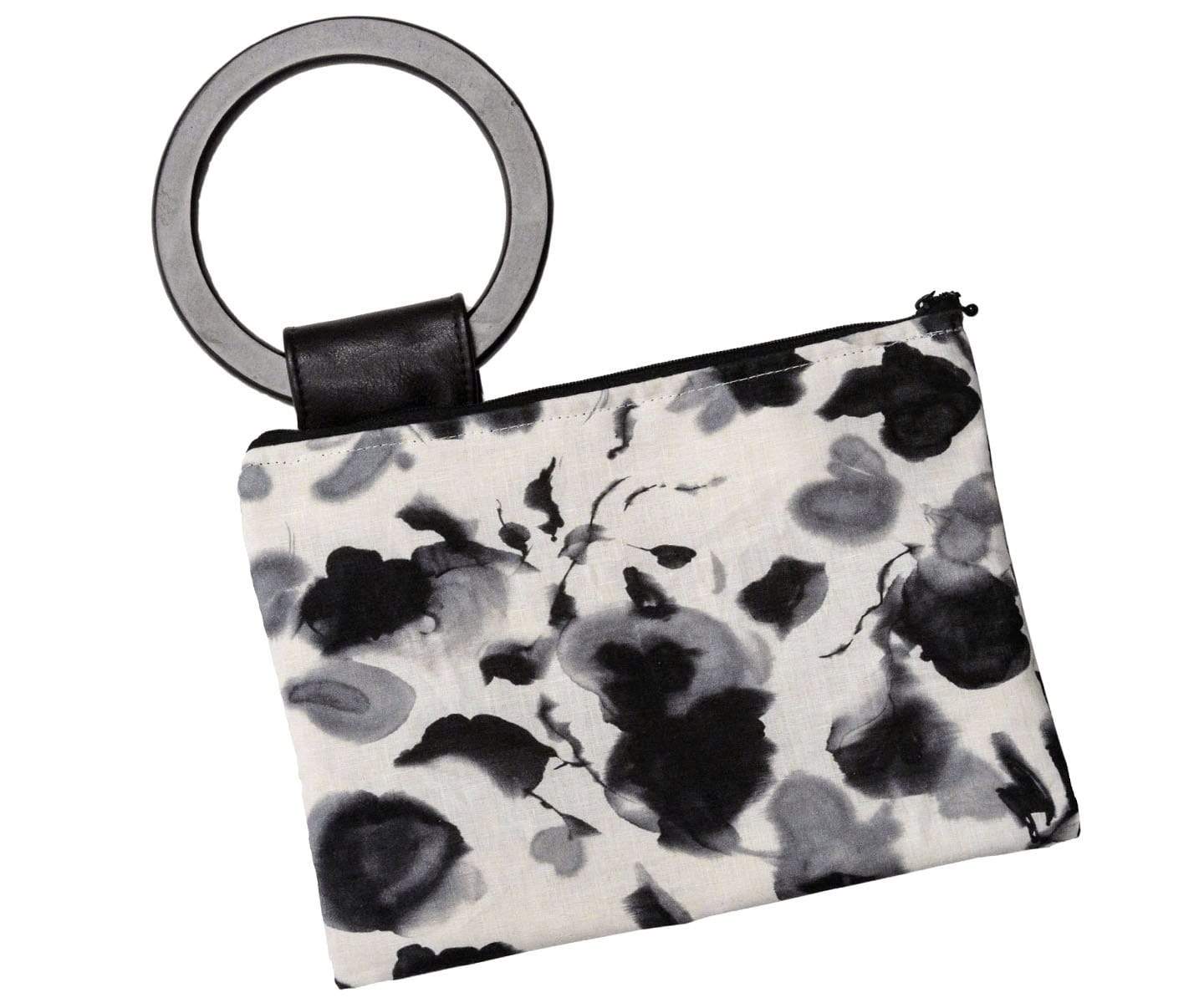 Women's Paris Clutch in Black White Floral Linen | Handmade in Seattle WA | Pandemonium Millinery