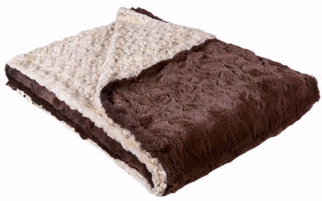 Pet Blanket - Rosebud Brown with Cuddly Chocolate Reverse Faux Fur - Handmade in Seattle, WA by Pandemonium Millinery