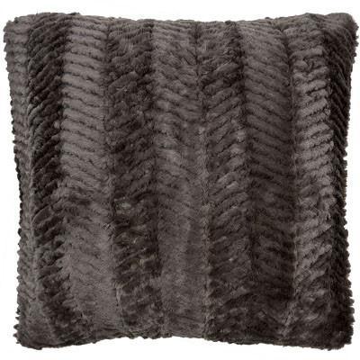 Pillow Sham in Chevron in Gray; Charcoal | Luxury Faux Fur Designer decorative pillows | Handmade by Pandemonium Millinery Seattle, WA usa