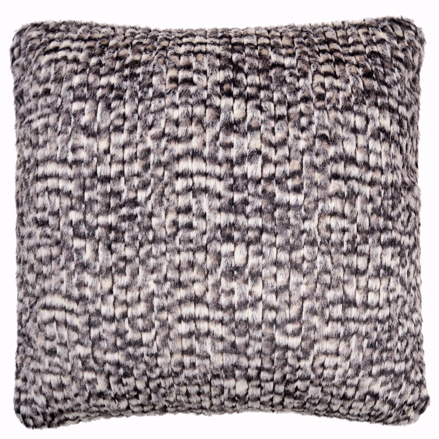 Pillow Sham in Cobblestone; Brown and Cream | Luxury Faux Fur Designer decorative pillows | Handmade by Pandemonium Millinery Seattle, WA usa