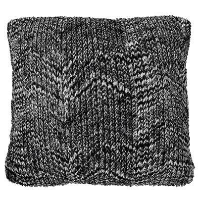 Pillow Sham in Cozy Cabel, Knit look | Luxury Faux Fur decorative    pillow Blacks and Ivory | Handmade by Pandemonium Millinery Seattle, WA usa