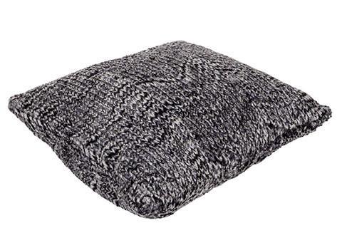 Pillow Sham in Cozy Cabel, Knit look | Luxury Faux Fur decorative    pillow Blacks and Ivory | Handmade by Pandemonium Millinery Seattle, WA usa