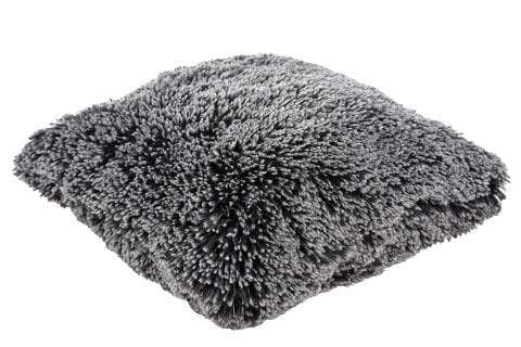 Pillow Sham Side View - Silver Tipped Fox in Black Faux Fur - Handmade in the USA by Pandemonium Seattle