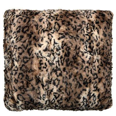  Pillow Shams in Carpathian Lynx Animal Print| Luxury Faux Fur decorative pillow Tan, Cream and Browns | Handmade by Pandemonium Millinery seattle, WA usa
