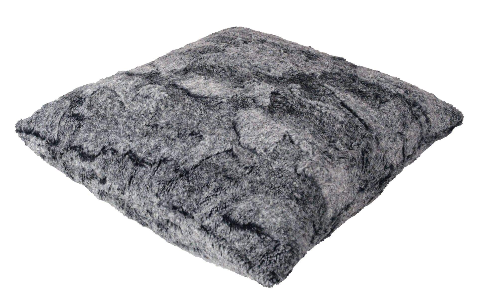  Pillow Shams in Nimbus| Luxury Faux Fur decorative pillow Black and Gray | Handmade by Pandemonium Millinery Seattle, WA usa